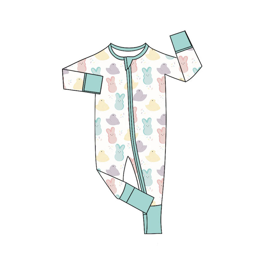 Easter bunny design kids long sleeve boutique romper