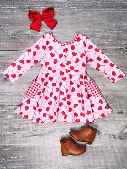 red heart valentines day pocket dress