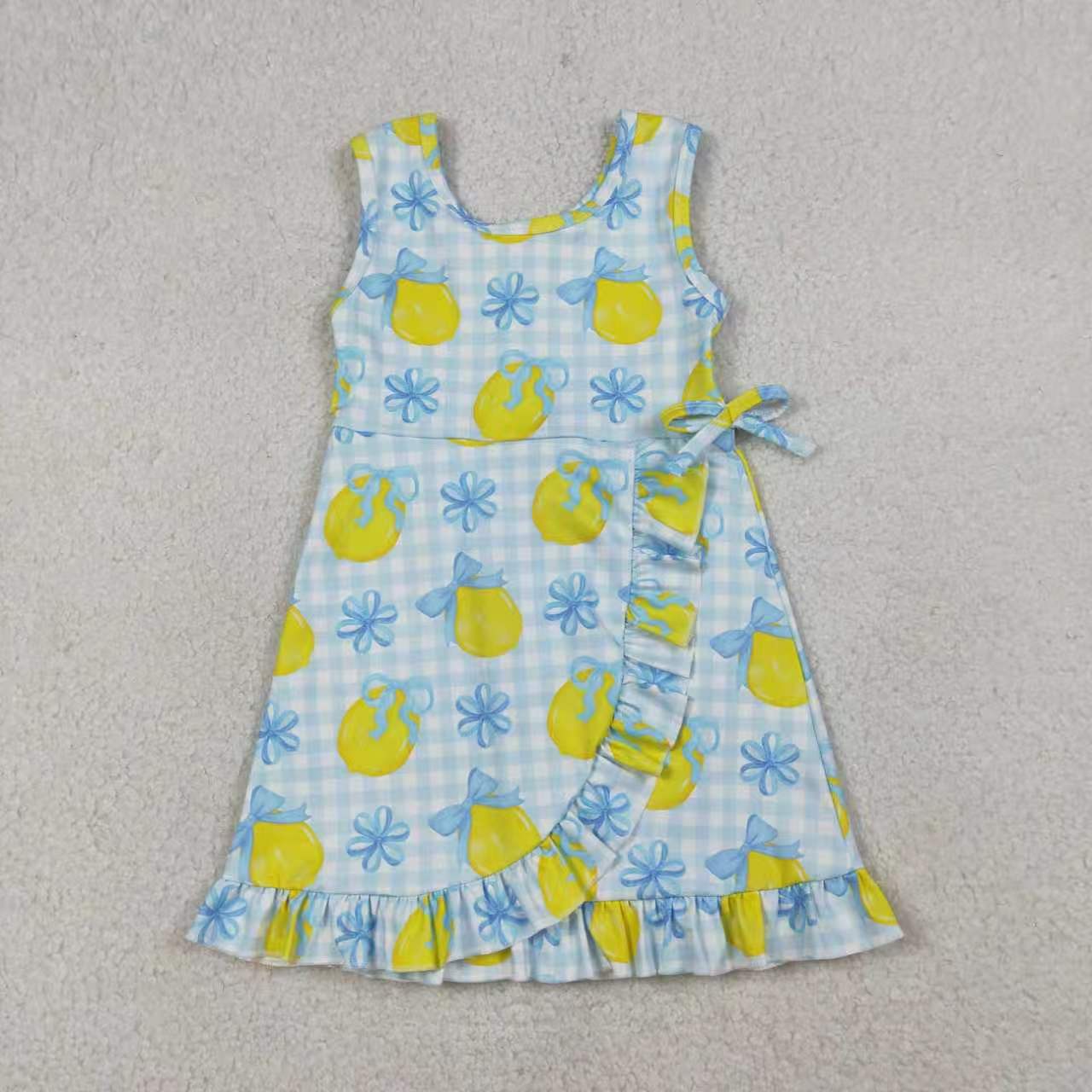 Lemon print girls summer active wear yoga dress