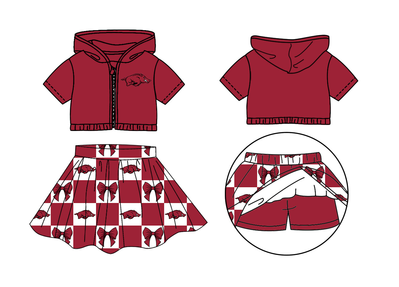 Toddle girls wholesale custom team design yoga skirt set