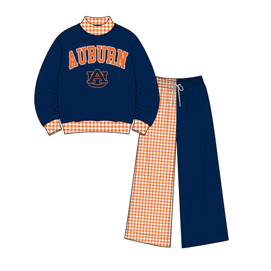 Toddle kids girls custom auburn team design long sleeve outfit