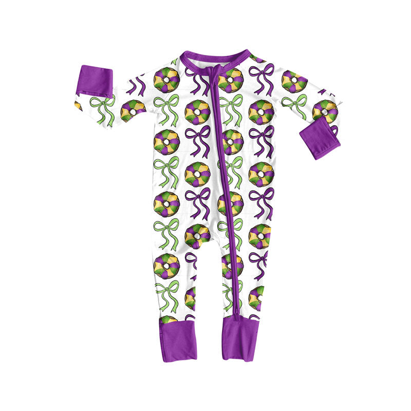 Toddle baby mardi gras long sleeve romper wholesale factory price