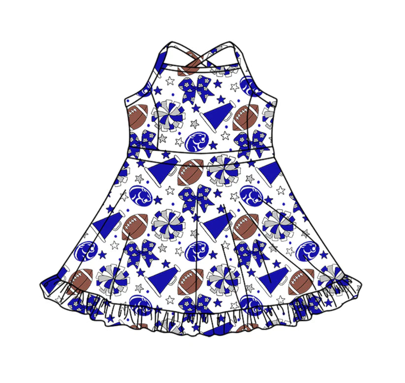 Toddle girls wholesale custom team design Baby Girls Strap Stars Bows Yoga Ruffle Knee Length Dresses Activity Wear Cute Kids Clothing