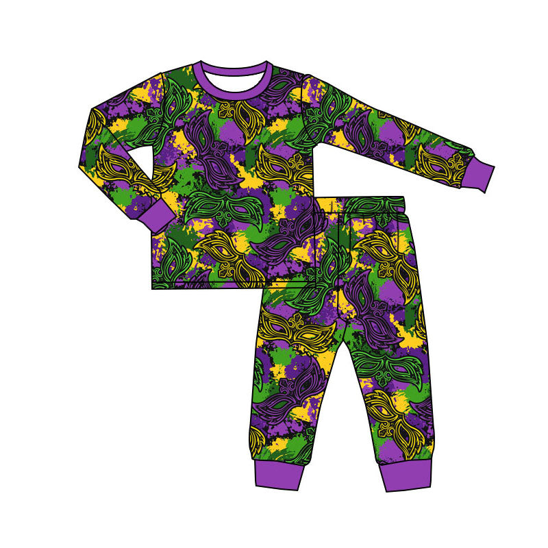 Mardi Gras design kids pajama set wholesal factory price