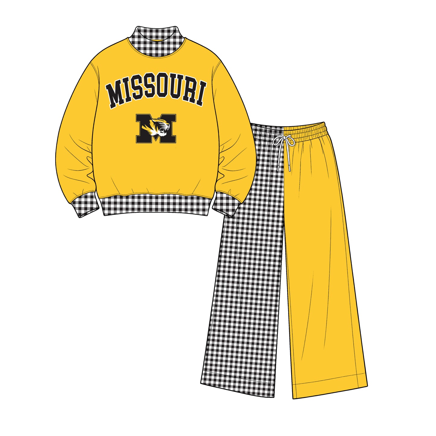 Toddle kids custom Missouri team design long sleeve outfit
