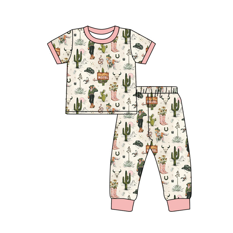 Western cowgirl design kids pajama set wholesal factory price