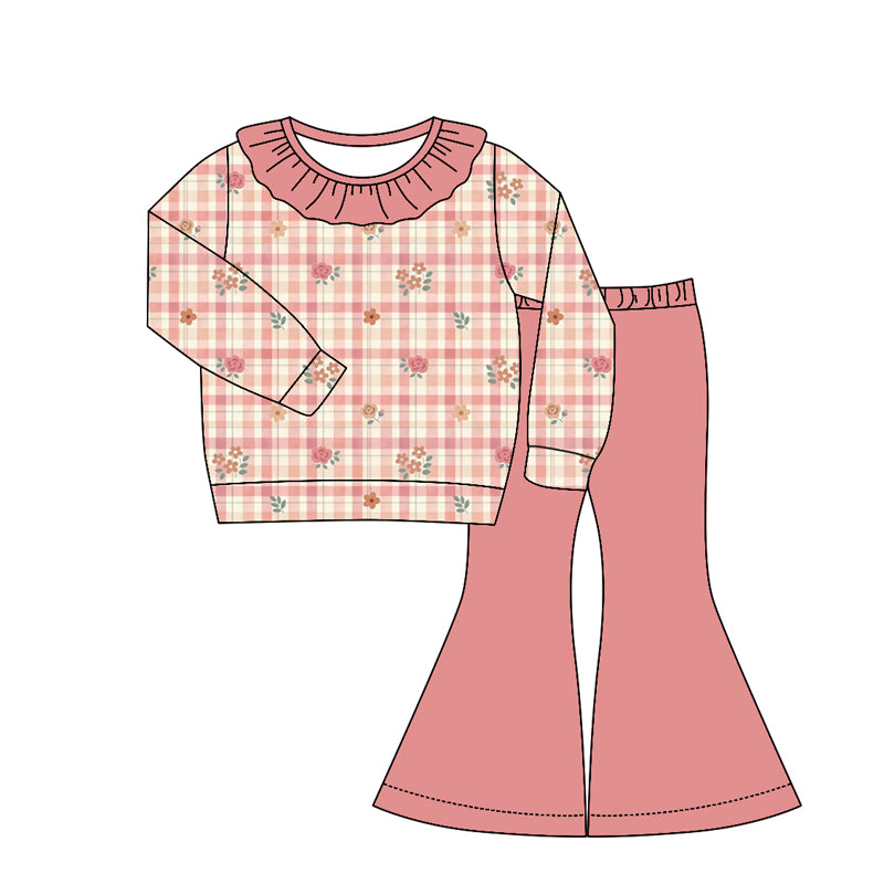 baby girl long sleeve flowers top matching pants custom design outfit