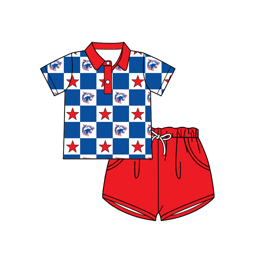 Custom team top matching shorts boy summer outfit