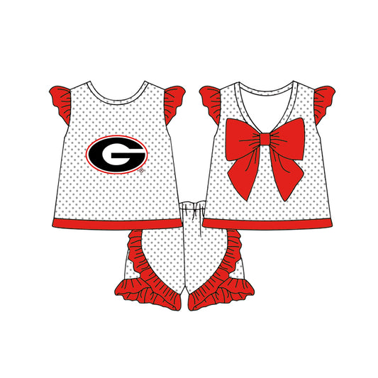 Custom team top matching shorts girl summer outfit
