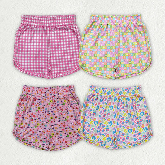 Kids girls pink plaid summer shorts