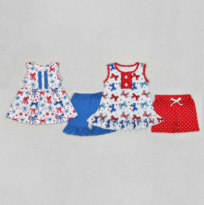 Toddle girls red blue firework July 4th outfit