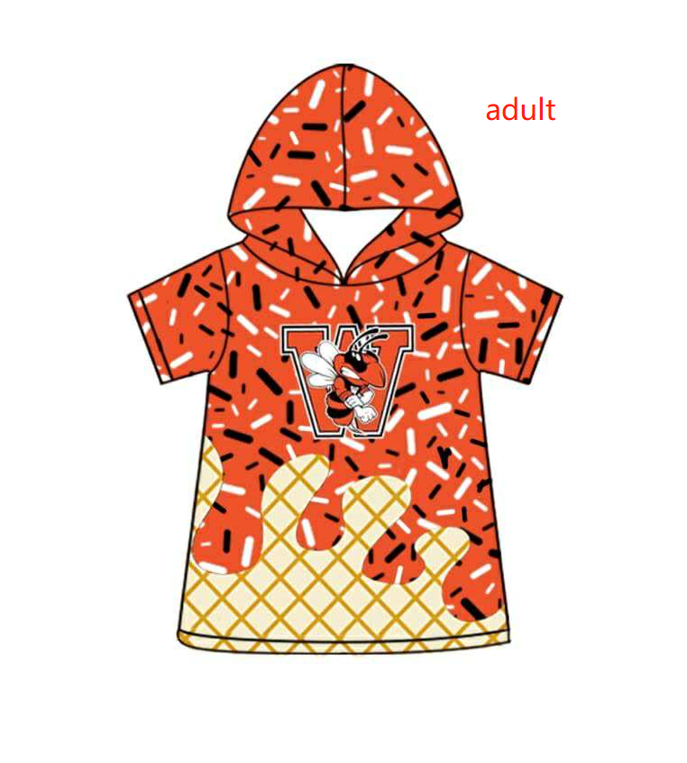 Adult short sleeve hoodie top