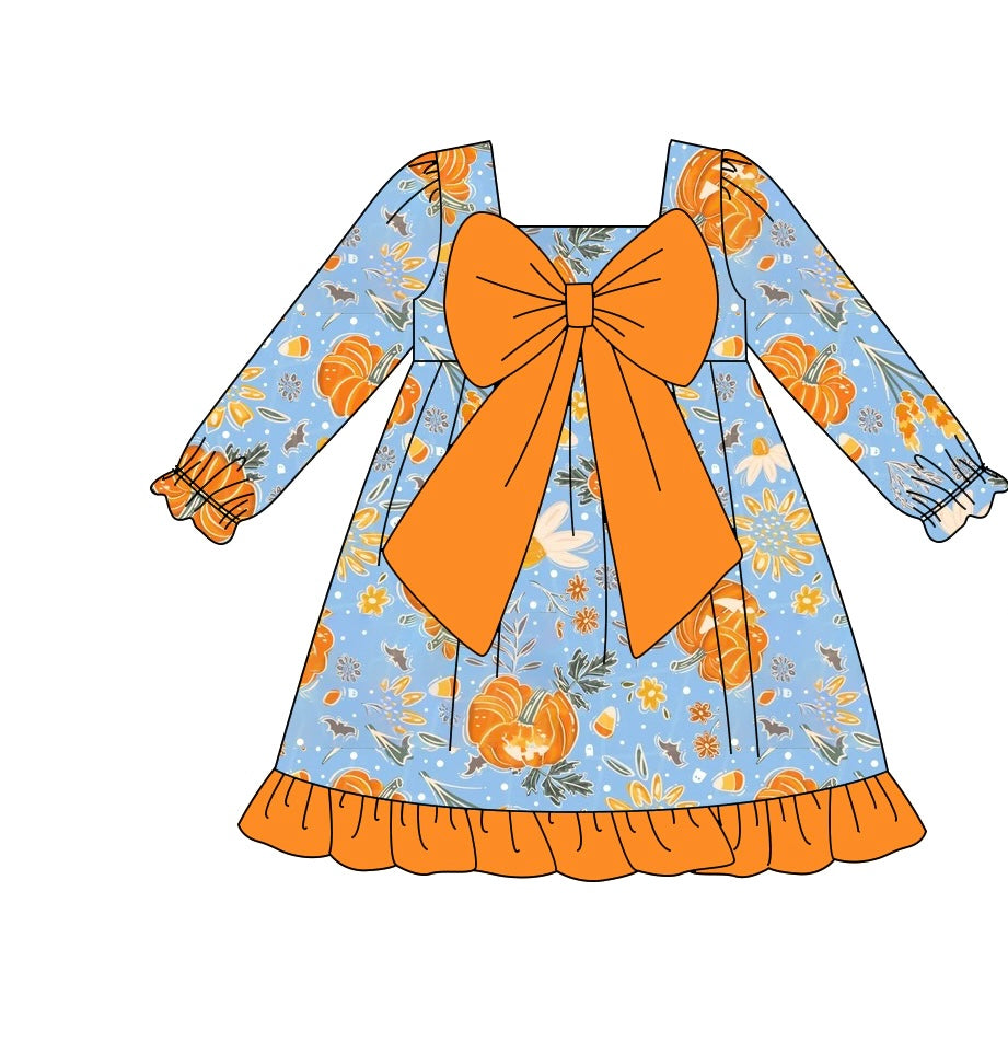 toddle girls long sleeve fall pumpkins dress