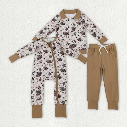 Football design kids boys long sleeve matching outfit