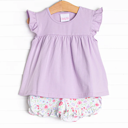 baby girls wholesale summer flowers short set