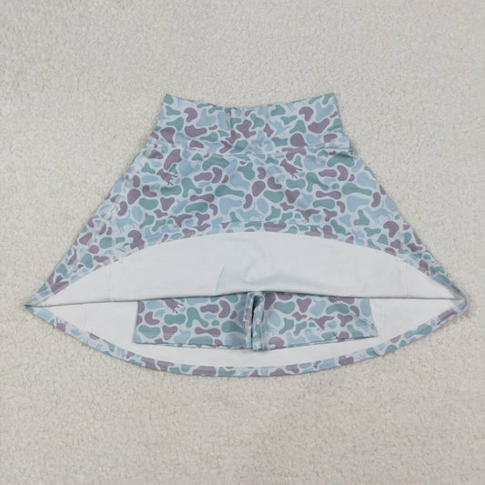 Adult women duck dog light green camo summer skort