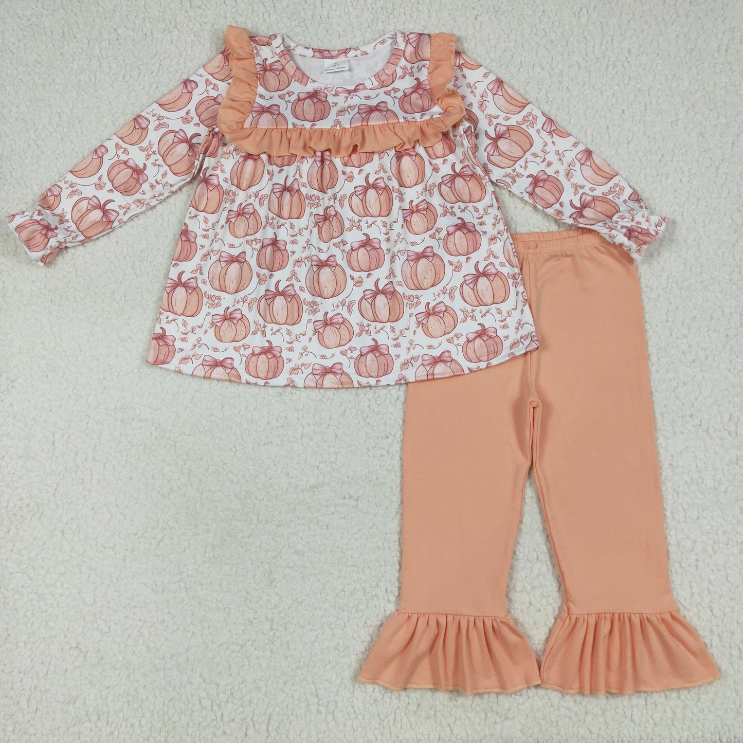 Baby girls fall pumpkin tunic top matching  pants clothes