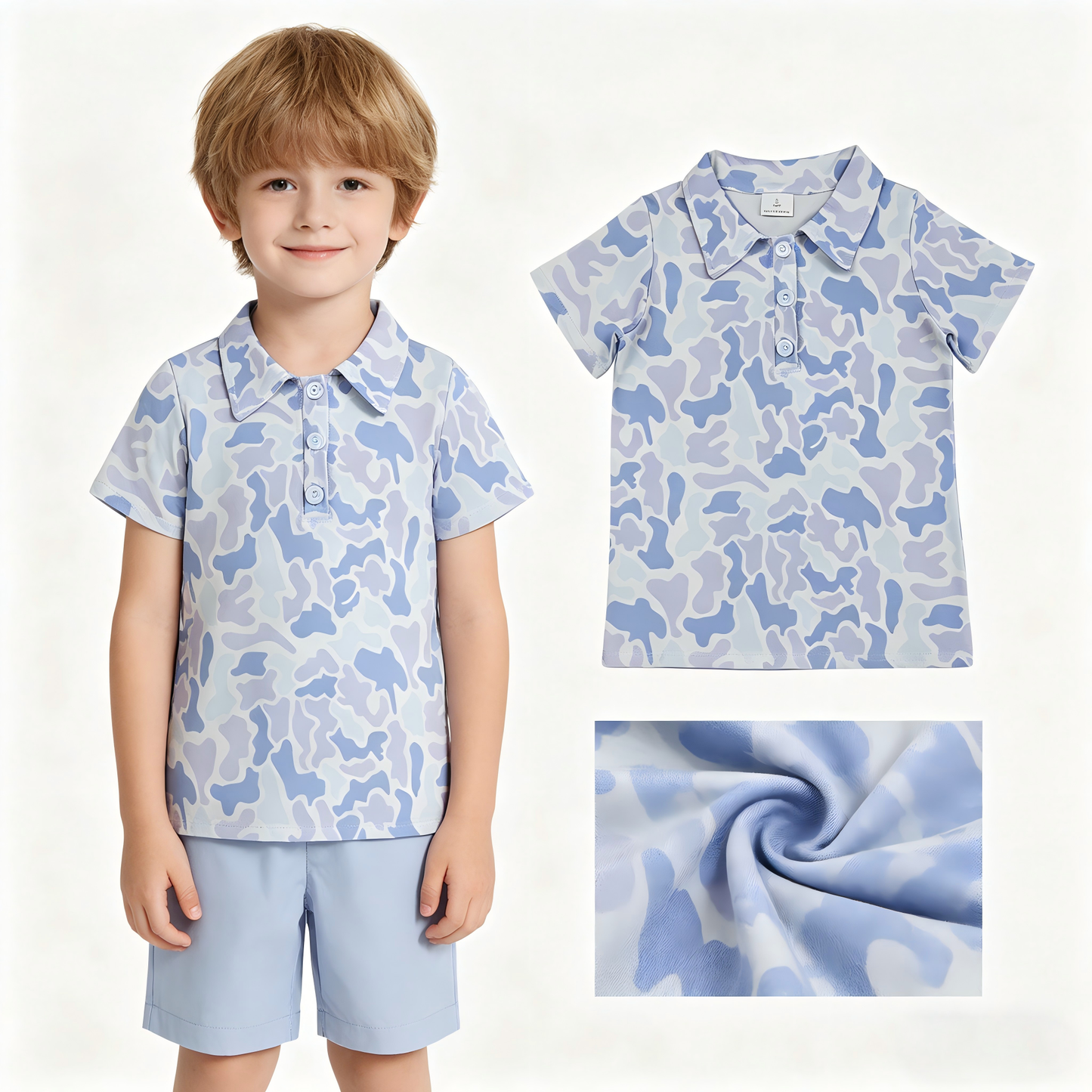 Toddle baby boy blue camo summer shorts