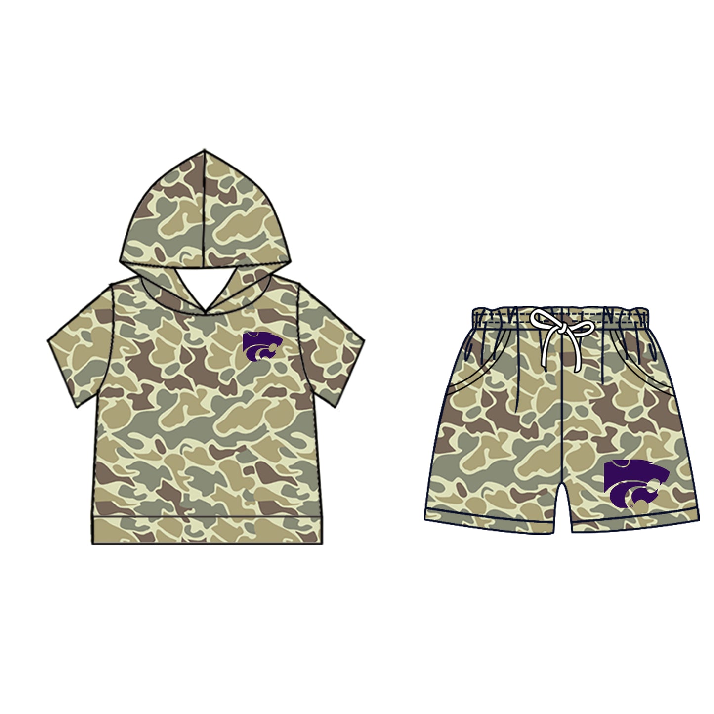 Kids short sleeve hoodie set wholesal factory price
