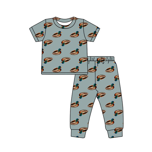 Mallard duck design kids pajama set wholesal factory price
