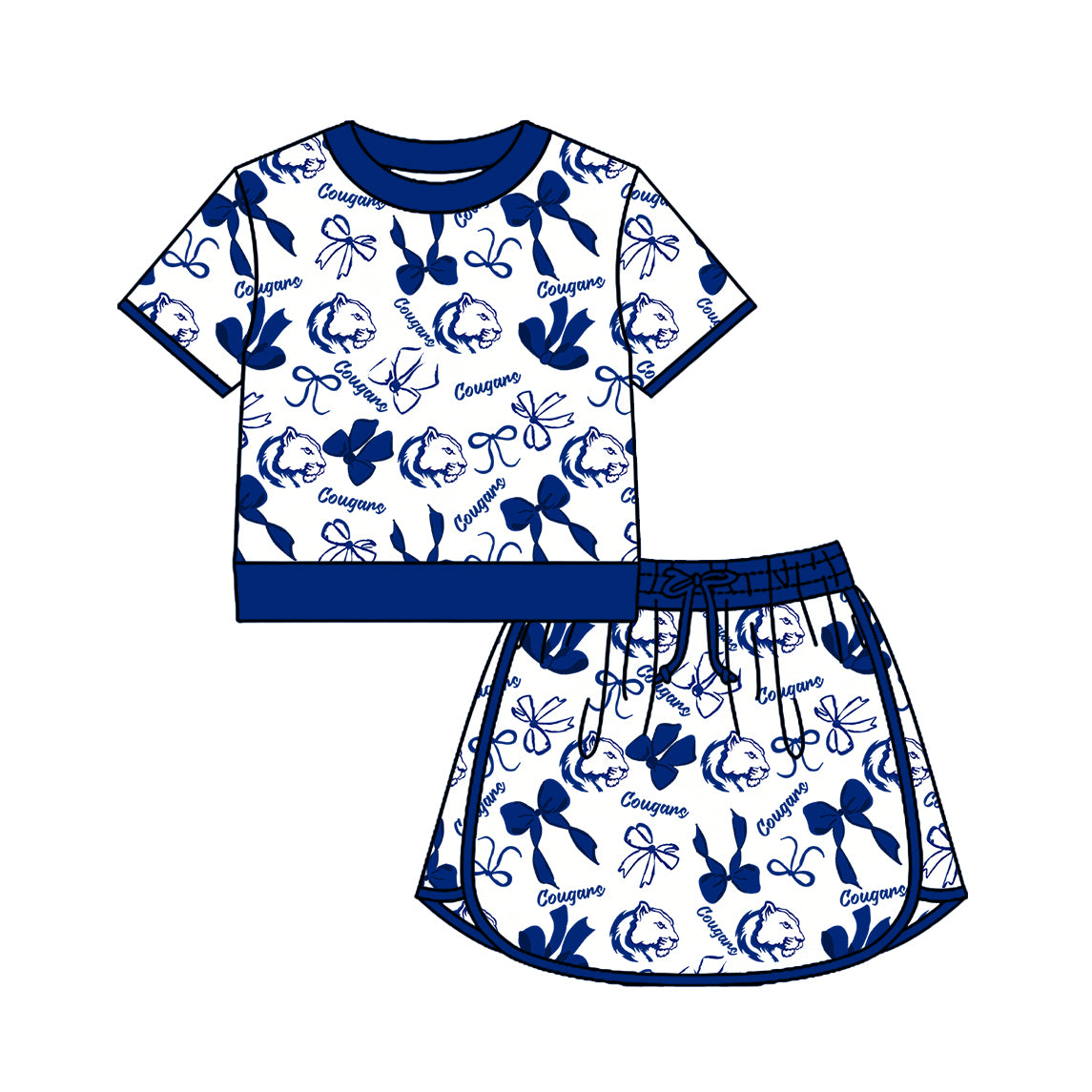 Custom team pullover top matching skorts girl summer outfit