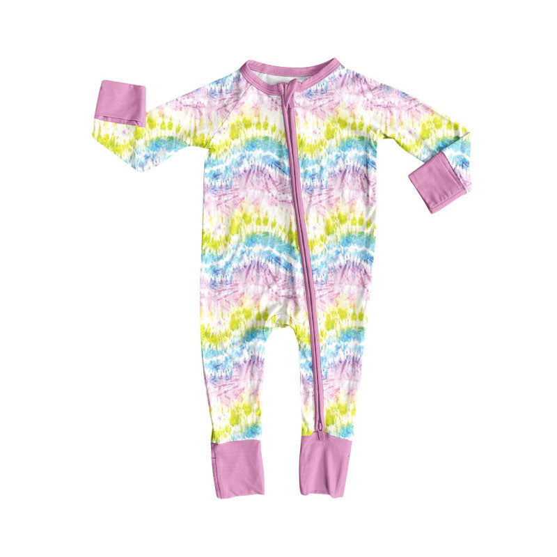 Toddle baby girls tie dye zip romper wholesale factory price