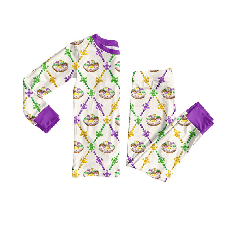 Mardi gras design kids pajama set wholesal factory price