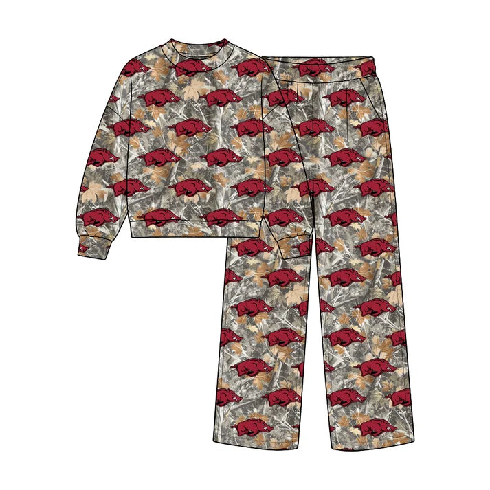 Toddle kids custom arkansas team design boy long sleeve clothes wholesale price