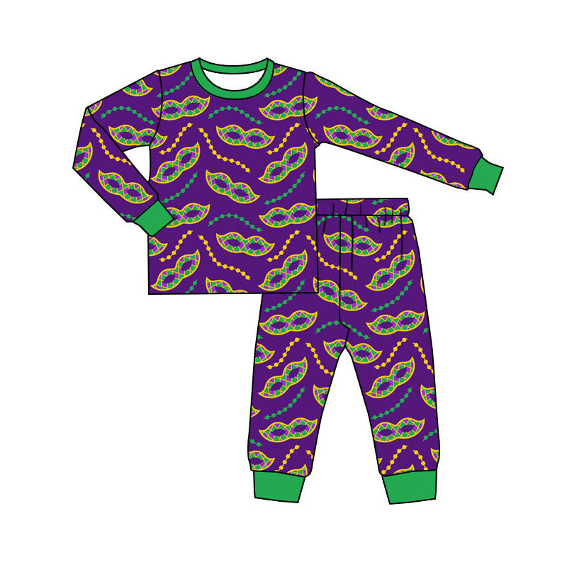 Maridi Gras design kids pajama set wholesal factory price