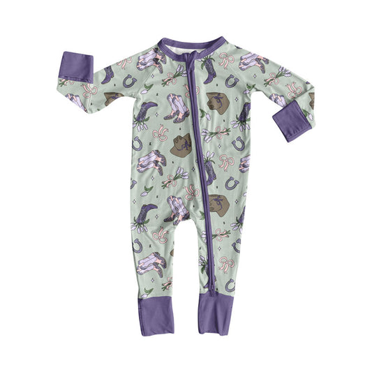 toddle baby western boots long sleeve zip romper