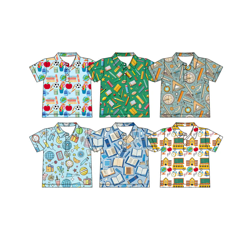 Kids baby custom back to school short sleeve polo shirt
