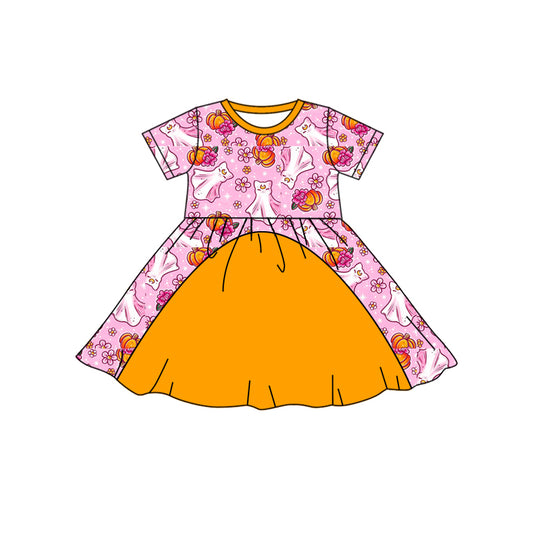 Halloween Ghost Floral Pumpkin Wholesale Short Sleeve Dress