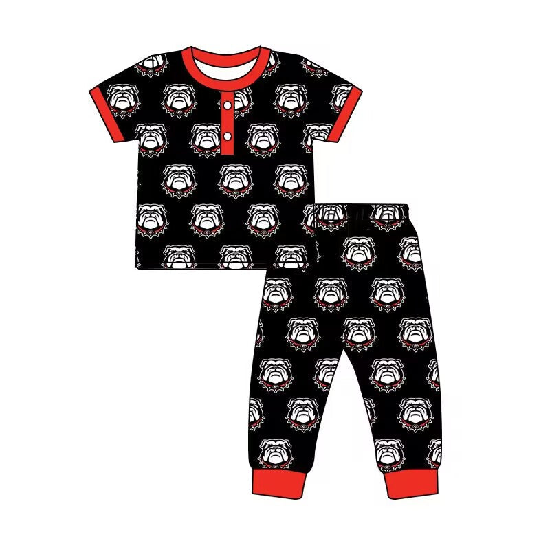 infant baby boy bulldog colleague team bell bottom outfit