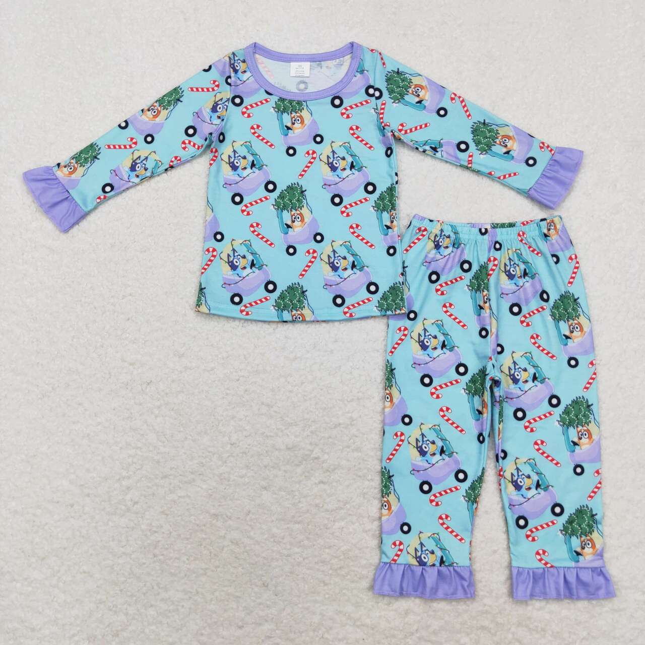 Family design wholesale kids girls christmas cartoon dog matching pajama set