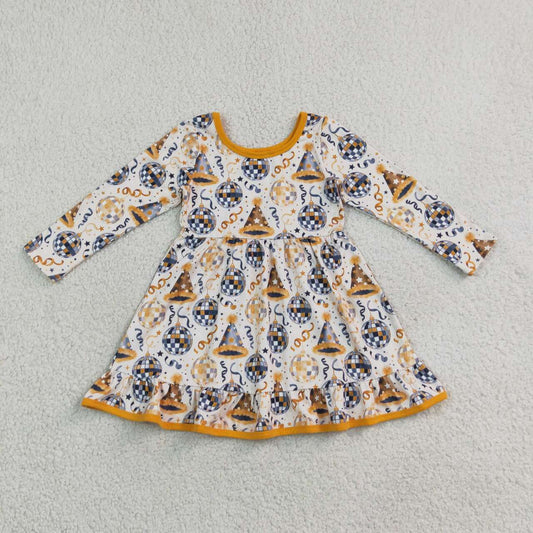Happy New Year girls long sleeve fall winter dress