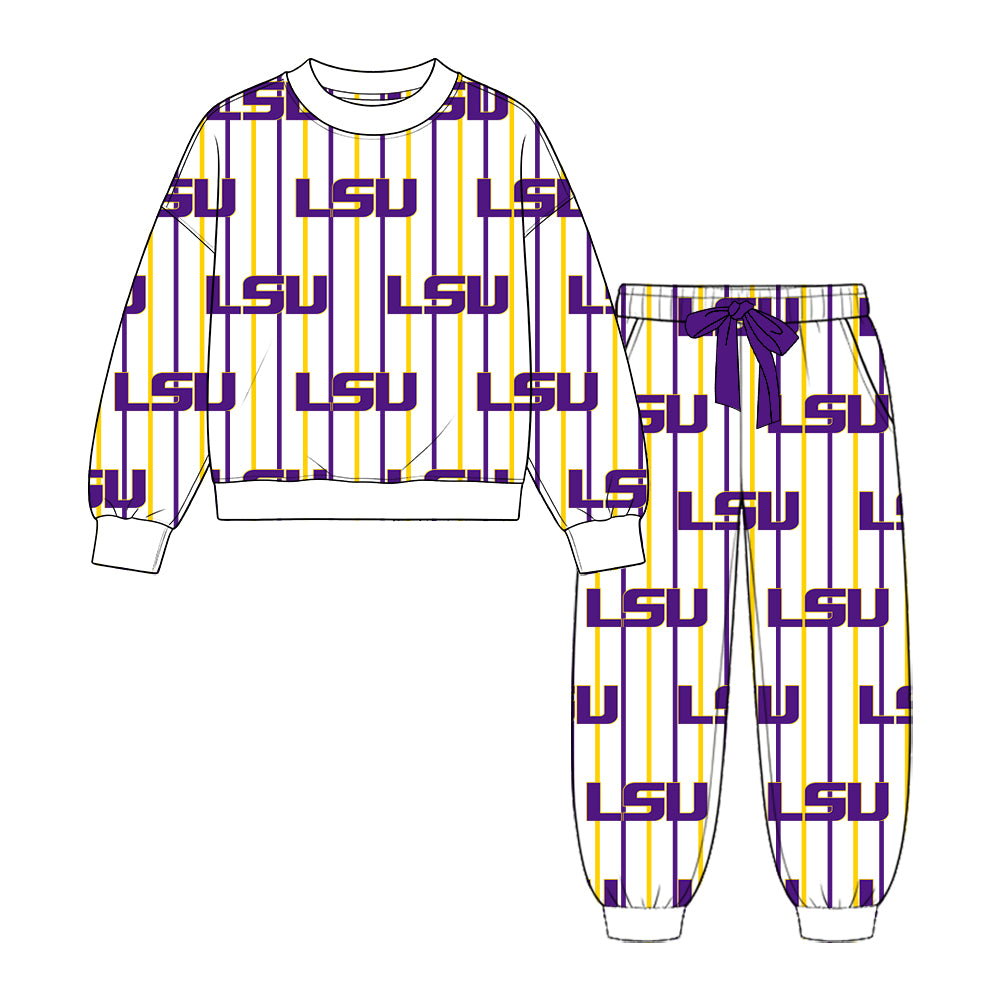 Toddle kids custom LSU team design long sleeve clothes wholesale price