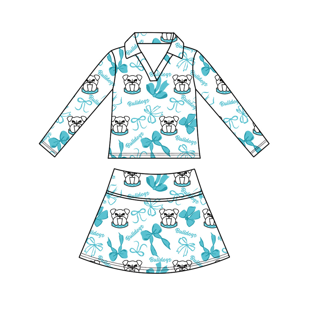 Kids long sleeve team pullover top matching skorts outfit wholesal factory price