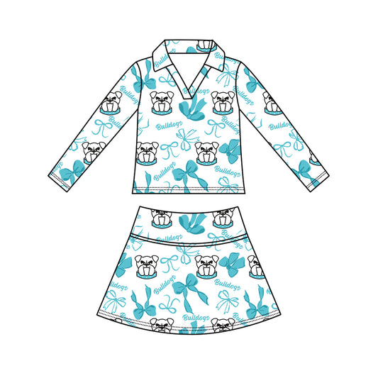 Kids long sleeve team pullover top matching skorts outfit wholesal factory price