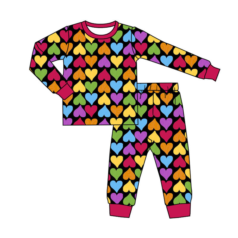 Valentines day kids long sleeve pajama set wholesal factory price