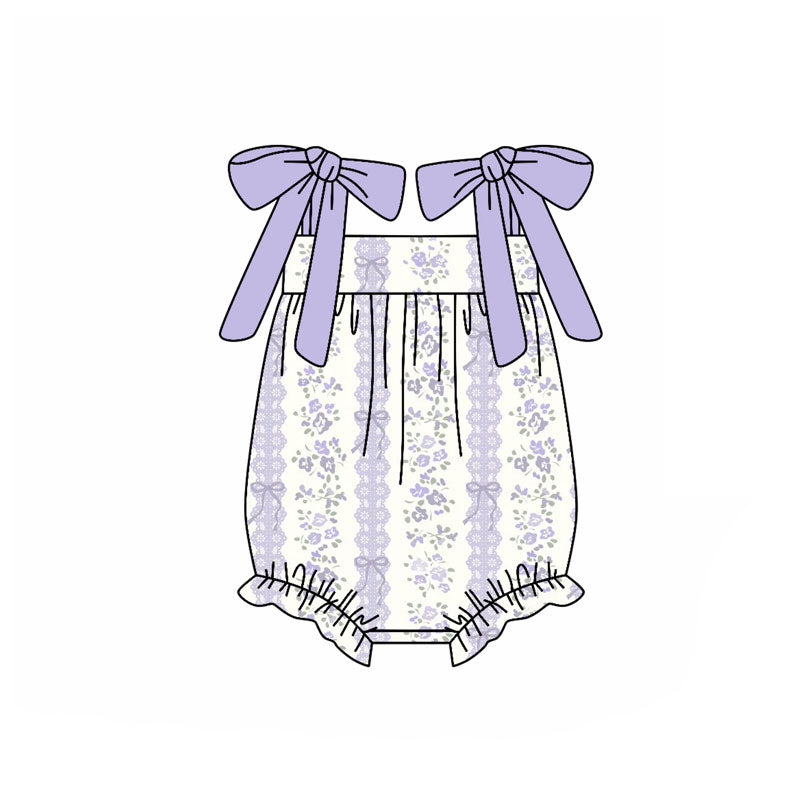 Toddle baby girls lavender floral romper wholesale factory price