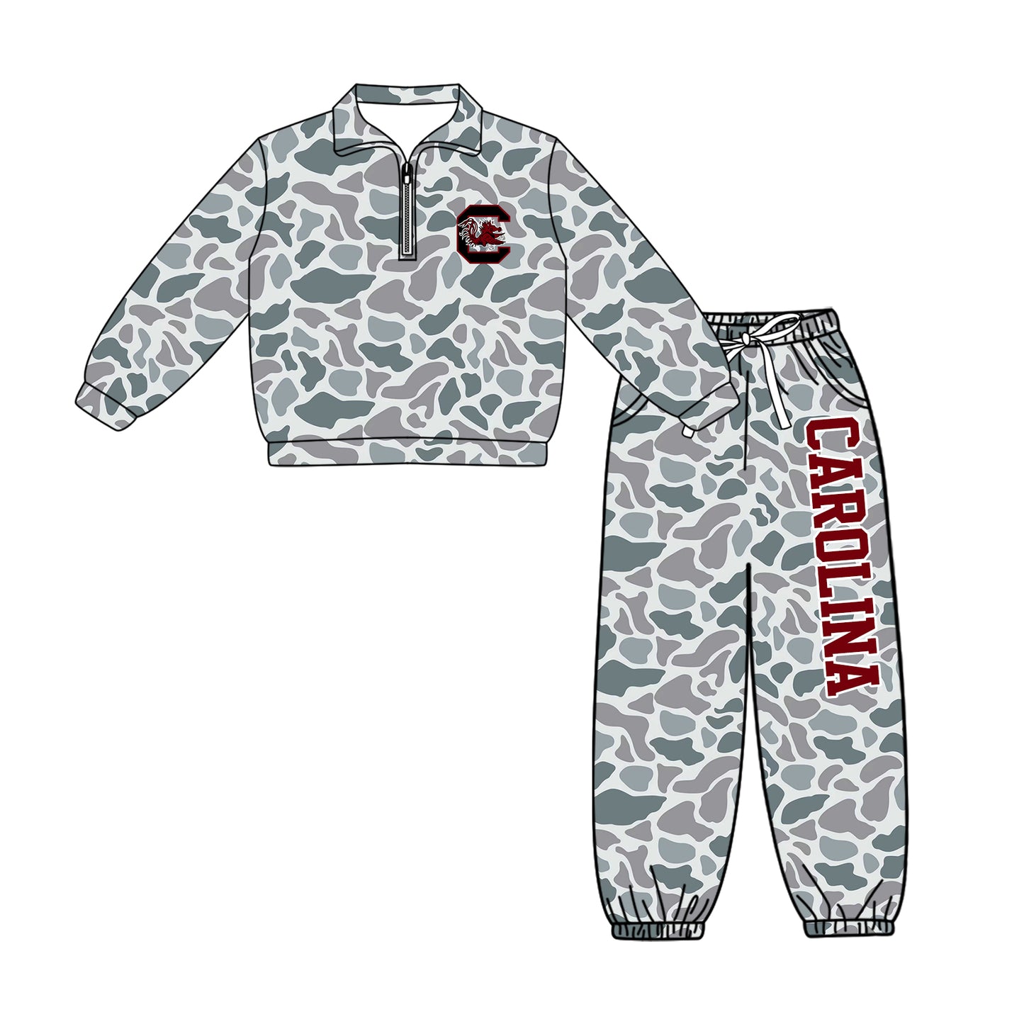 Toddle kids custom Carolina team design long sleeve outfit
