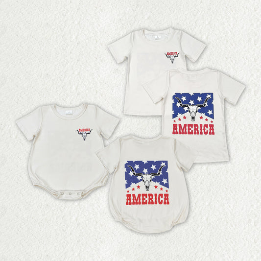 sister brother American cow print july 4th matching clothes