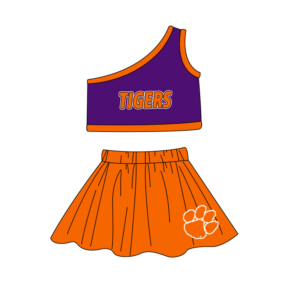 baby girls tiger cheer skirt 2pcs outfit