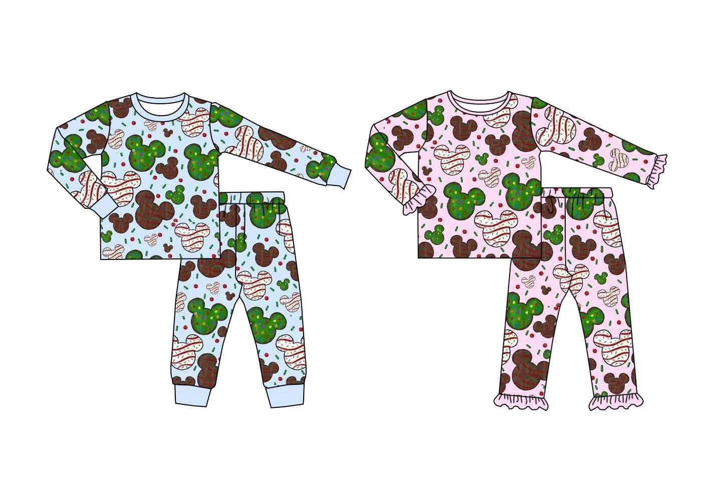 toddle girls Christmas cartoon design shirt pants matching outfit