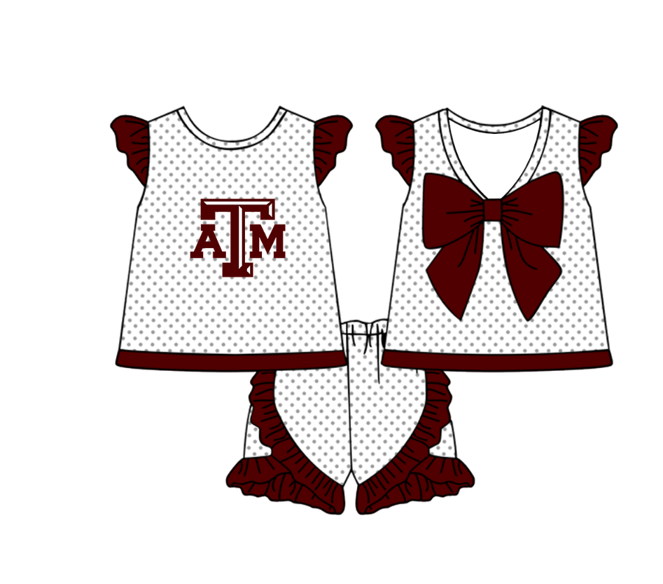 Custom team top matching shorts girl summer outfit