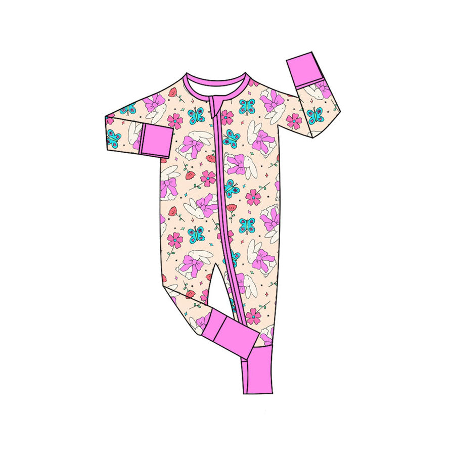 Easter bunny design kids long sleeve boutique romper