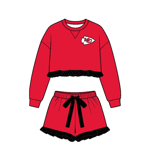 Custom team top matching shorts kids outfit wholesale factory price