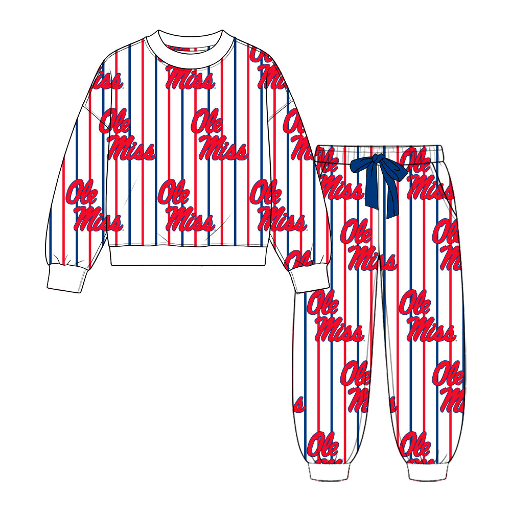 Toddle kids custom ole miss team design long sleeve clothes wholesale price