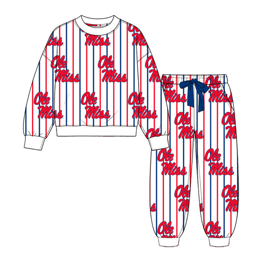 Toddle kids custom ole miss team design long sleeve clothes wholesale price