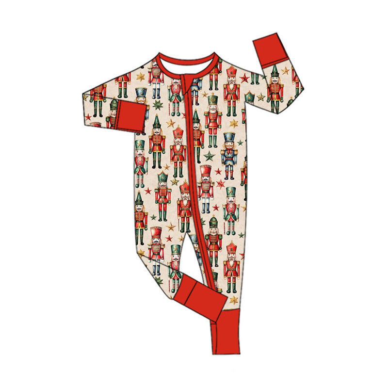 toddle baby Christmas soldier design long sleeve zip romper